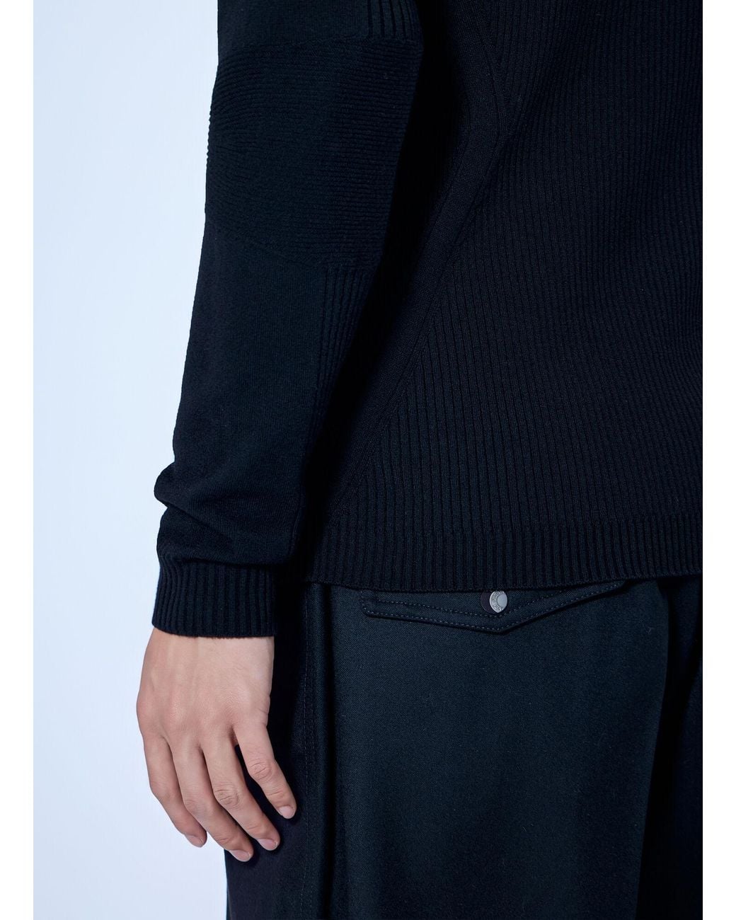 Moncler Blue Wool Blend Polo Neck Jumper for men