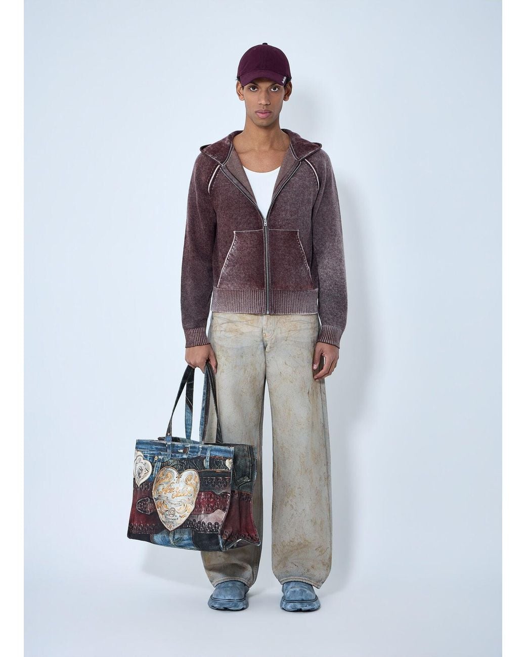 Acne Purple Zip-Up Hooded Sweatshirt for men
