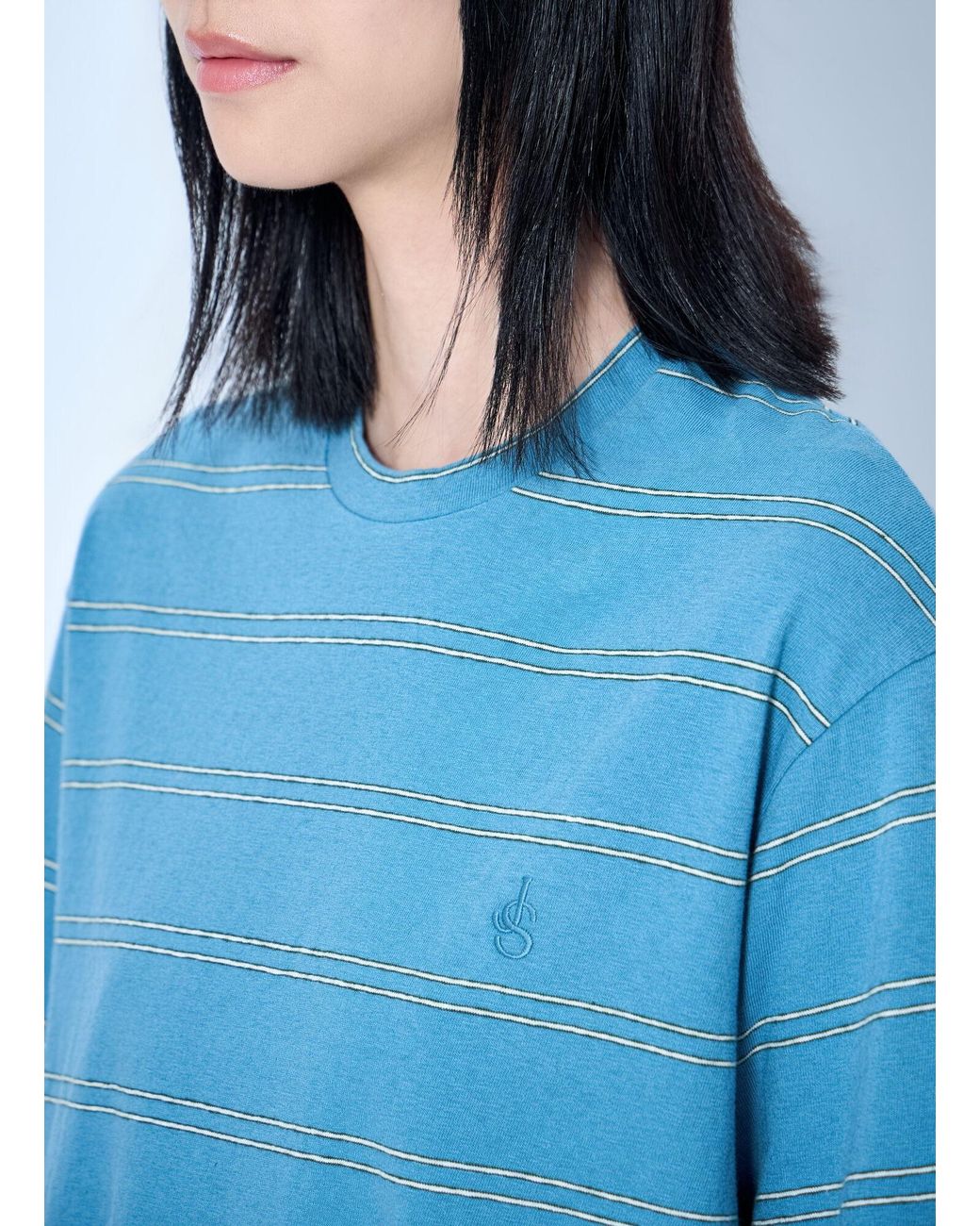 Jil Sander Blue Striped Crewneck T-Shirt