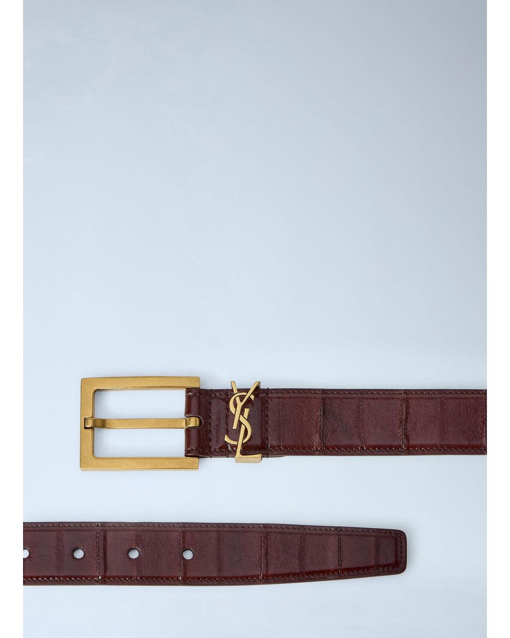 Saint Laurent Blue Logo Buckle Leather Belt