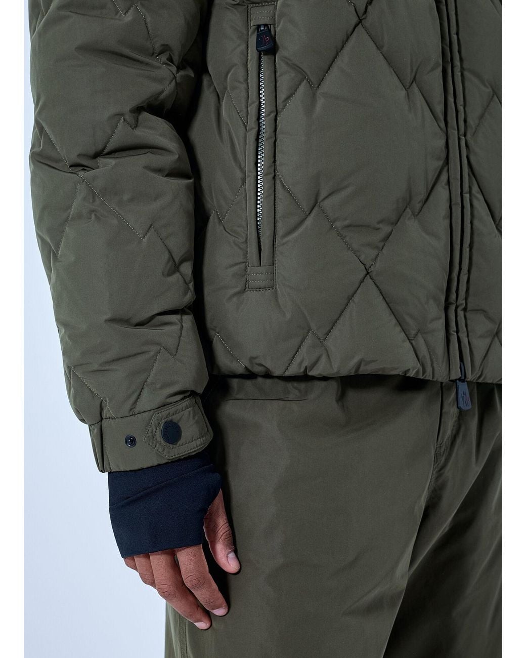 Moncler Green Bramans Diamond Quilted Short Down Jacket for men