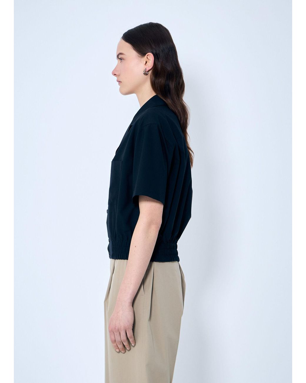 Bottega Veneta Blue Wool Camp Collar Shirt