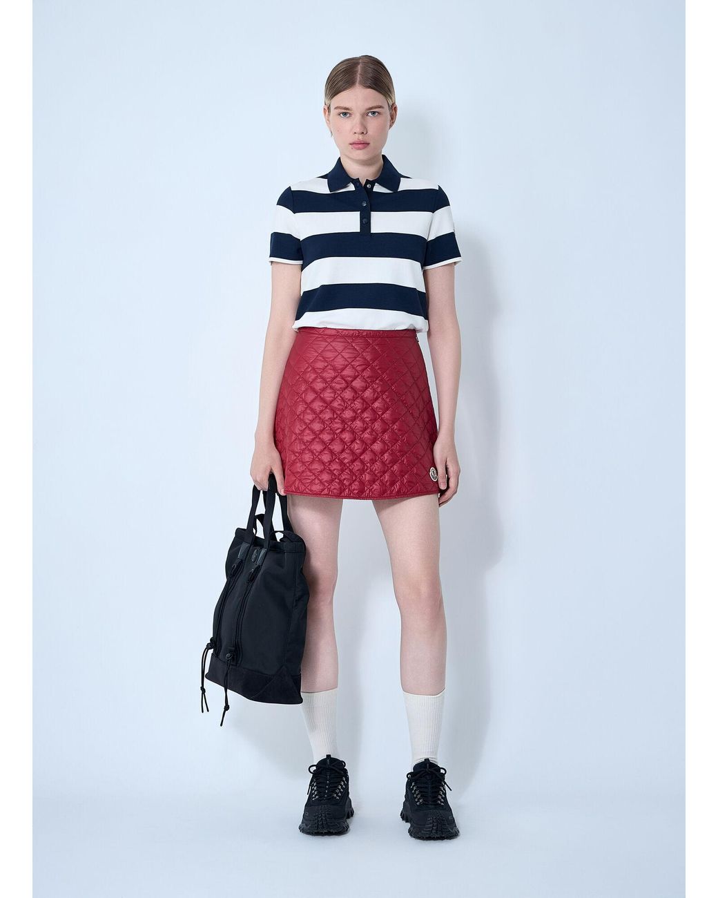 Moncler White Striped Polo Shirt