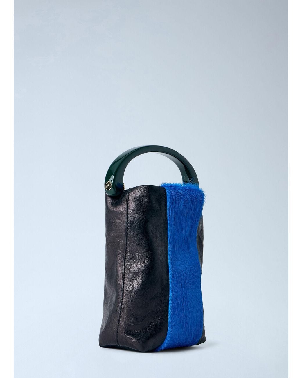 Dries Van Noten Blue Structured Leather Handbag