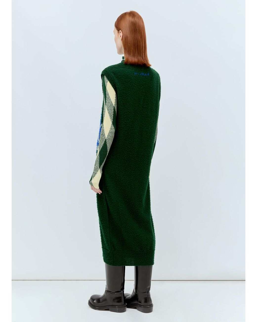 Burberry Green Argyle Wool Vest Dress