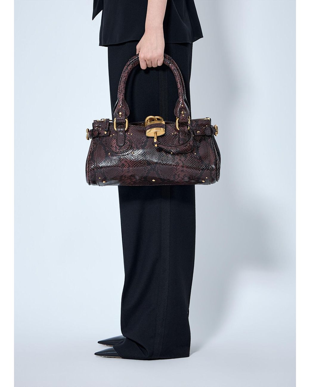 Chloé Multicolor Chloé Paddington Embossed Python Effect Shoulder Bag