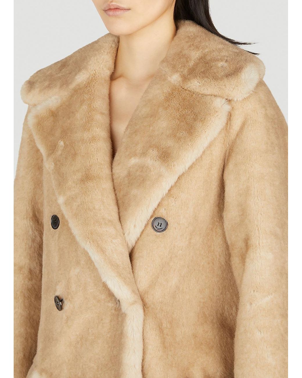 double breasted faux fur jacket