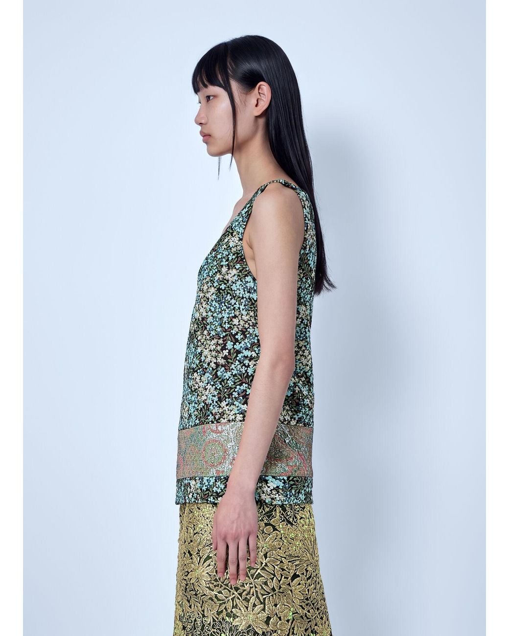 Dries Van Noten Blue Floral Patterned Sleeveless Top