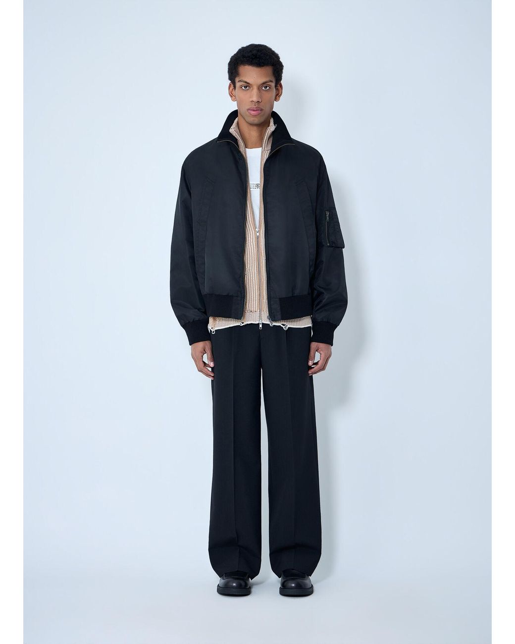 MM6 by Maison Margiela Blue High-Collar Bomber Jacket for men