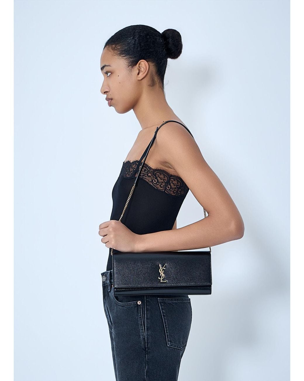 Saint Laurent Black Kate Clutch Bag