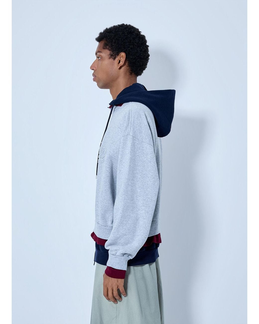 Balenciaga Blue Layered Hoodie With Embroidered Logo for men