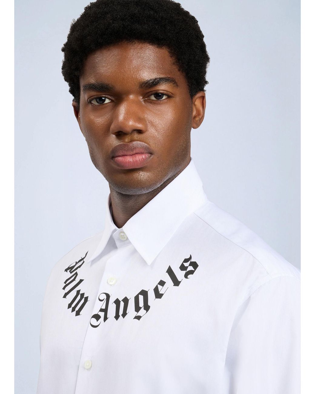 Palm Angels White Neck Logo Shirt for men
