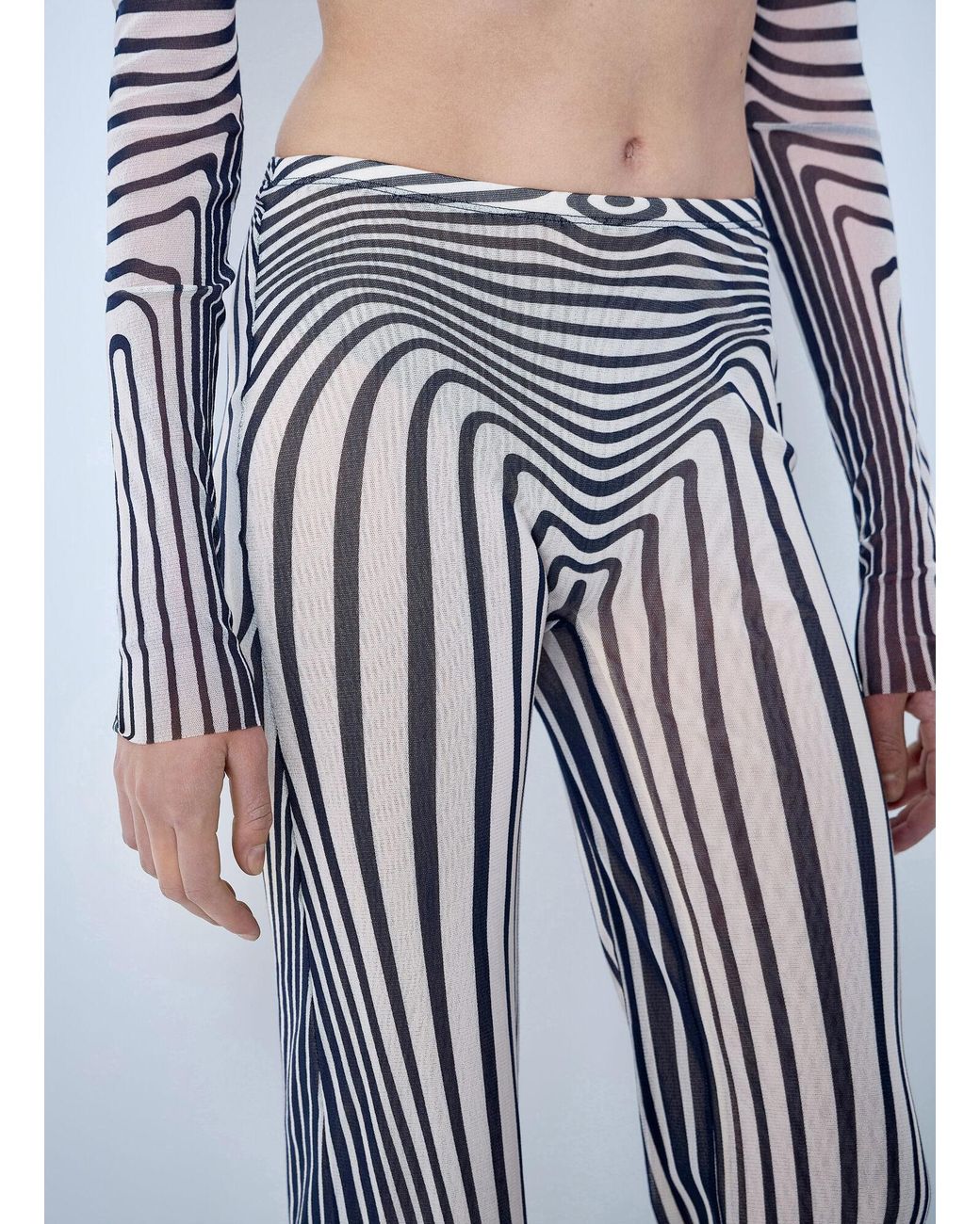 Jean Paul Gaultier Blue Re-Edition Flare Trousers Morphing Stripes