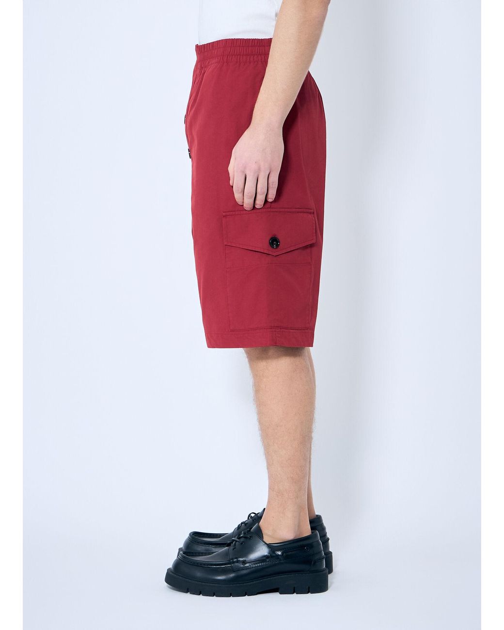 Bottega Veneta Red Light Cotton Twill Shorts for men