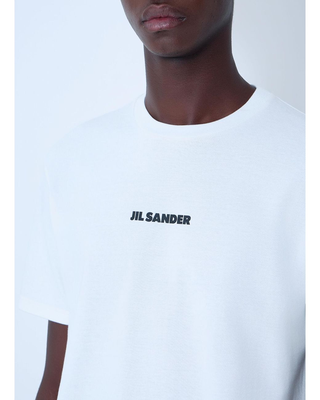 Jil Sander White Logo Print T-Shirt for men