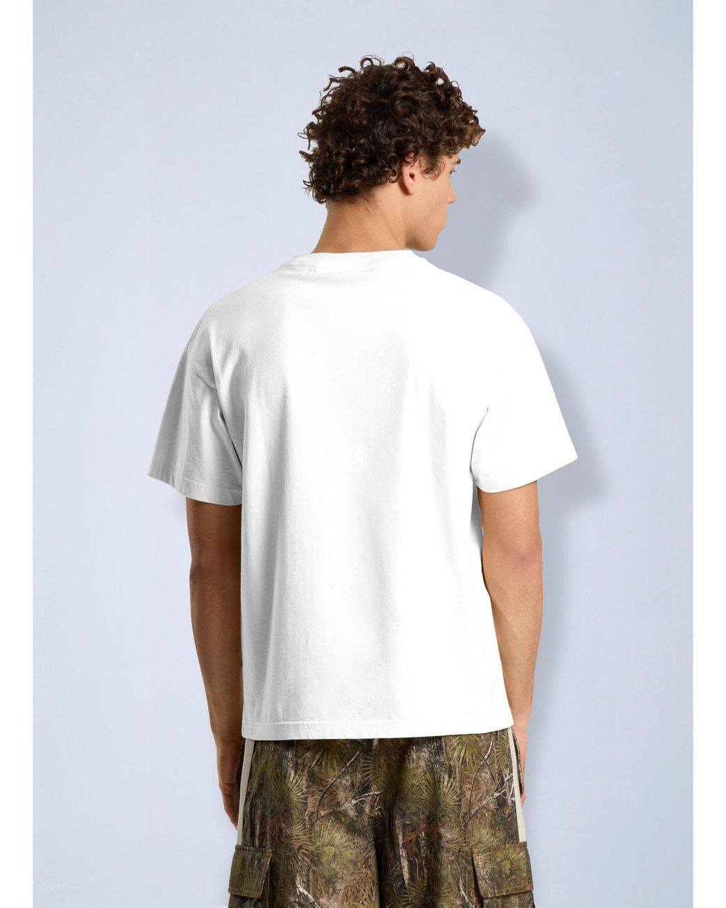 Palm Angels White Neck Logo Regular Tee for men