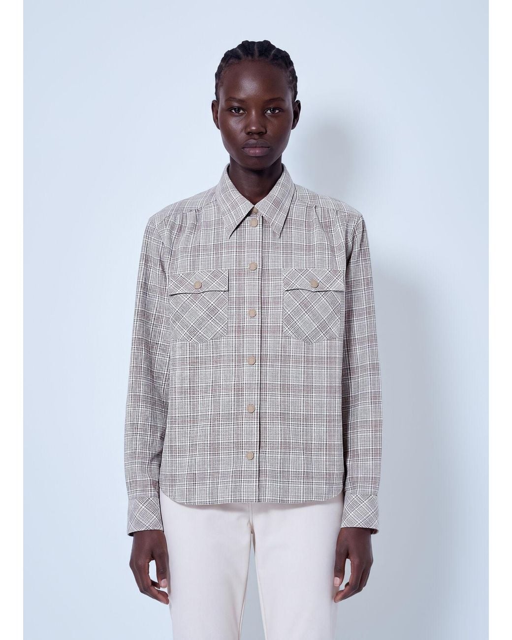 Moncler Gray Checked Button-Up Shirt