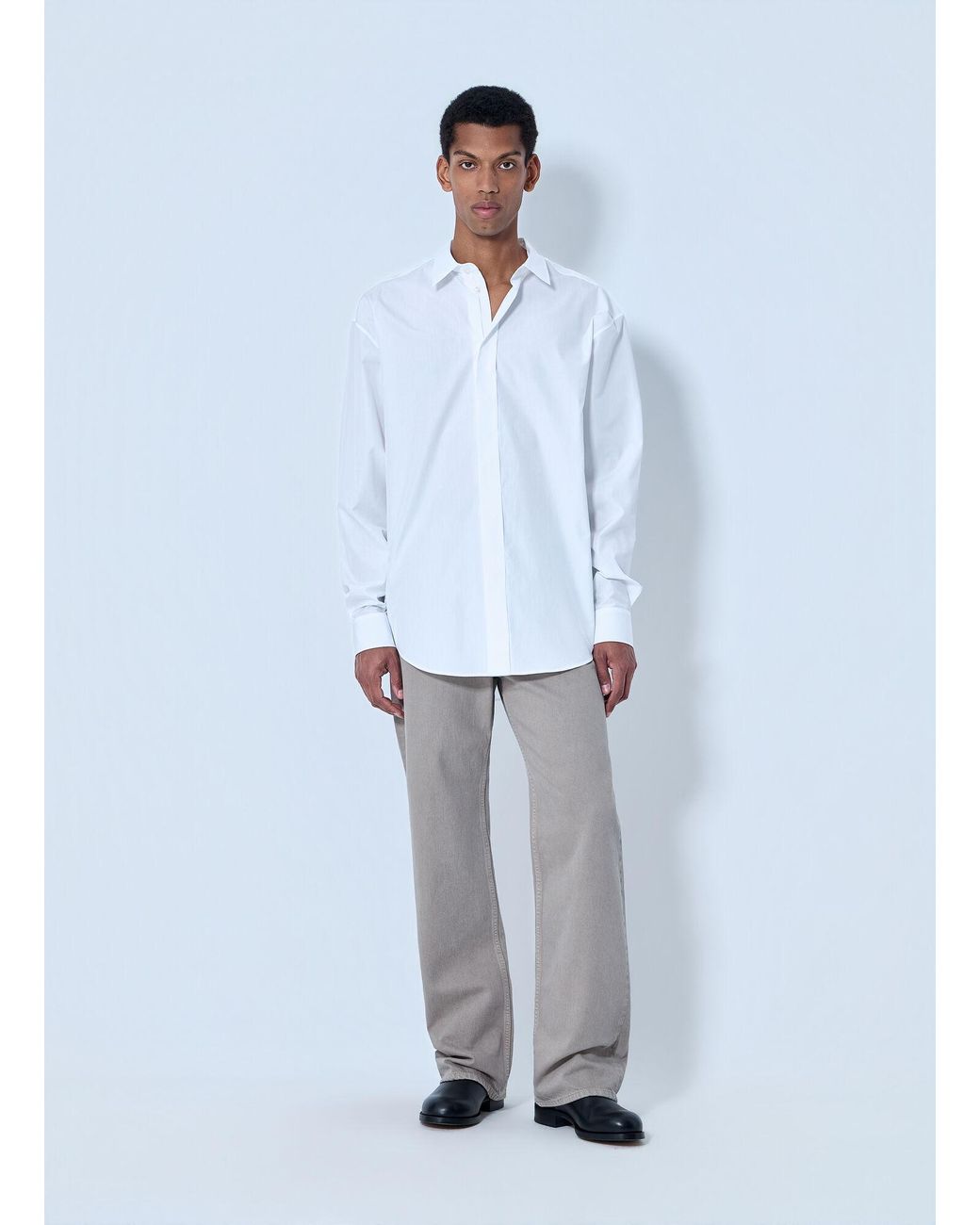 The Row White Cotton Poplin Long-Sleeve Shirt for men
