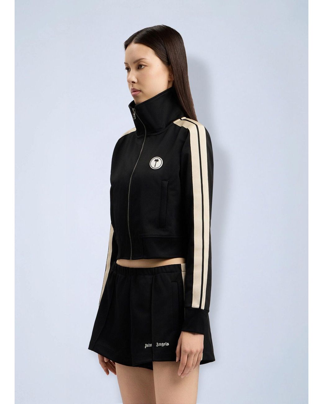 Palm Angels Black Tree Logo Crop Track Jacket