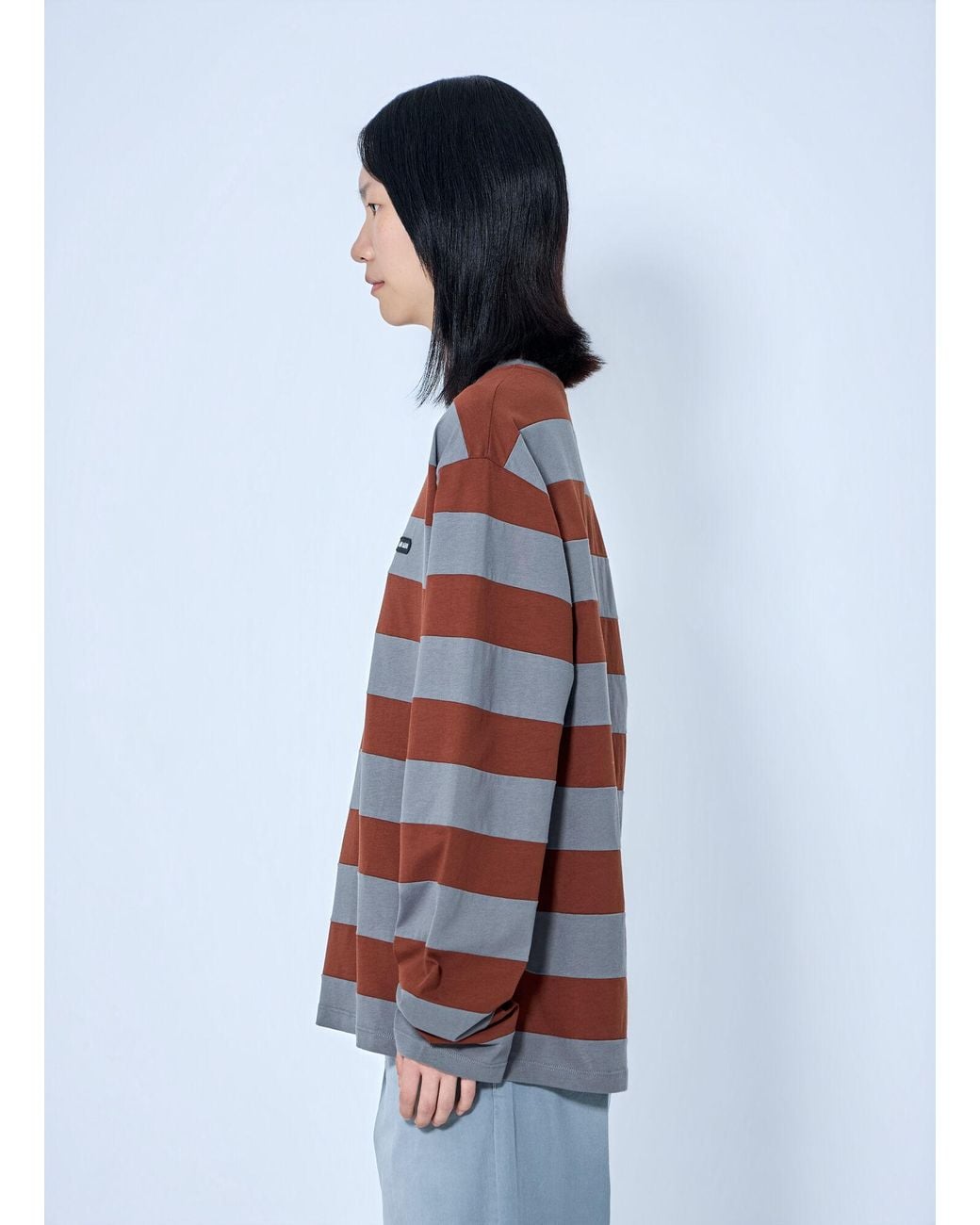 Miu Miu Gray Striped Jersey T-Shirt