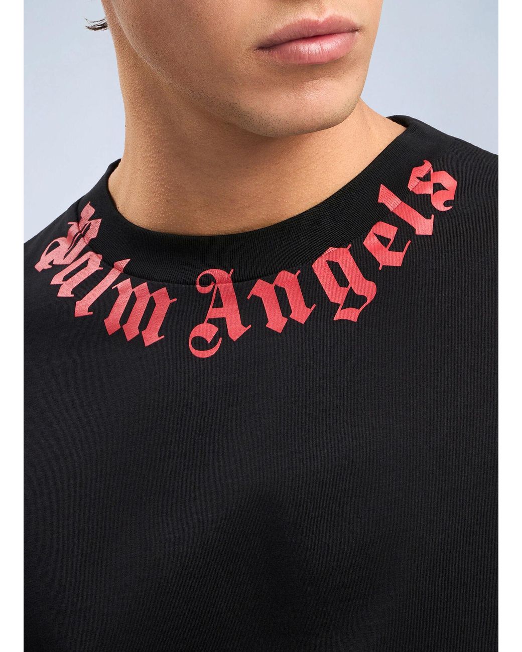 Palm Angels Black Neck Logo T-Shirt for men