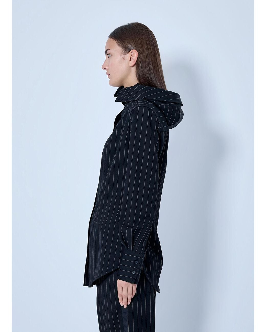 Jean Paul Gaultier Blue Hooded Striped Shirt