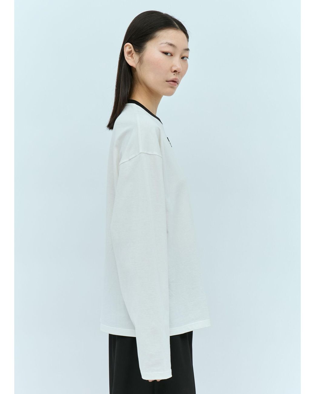 Miu Miu Logo Patch Long-sleeve T-shirt in White | Lyst Canada
