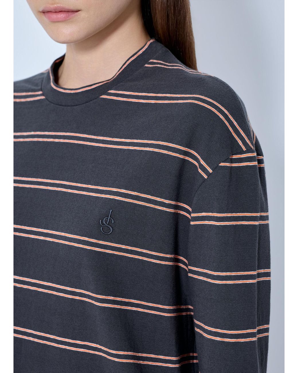 Jil Sander Blue Striped Long Sleeve T-Shirt