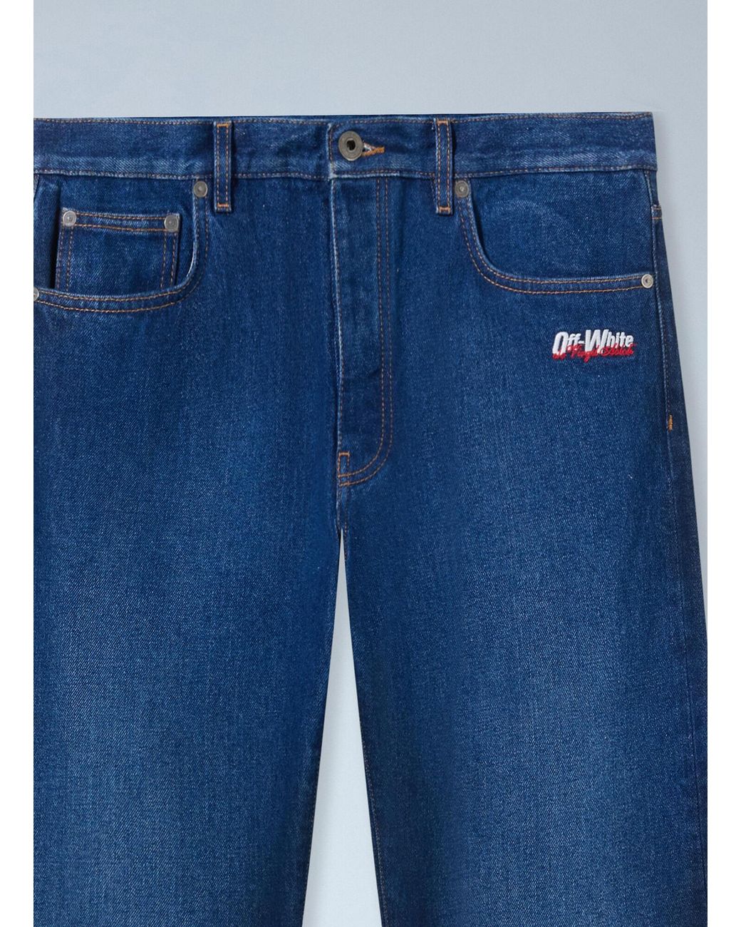 Off-White c/o Virgil Abloh Blue Spray Diagonal Relax Jeans for men