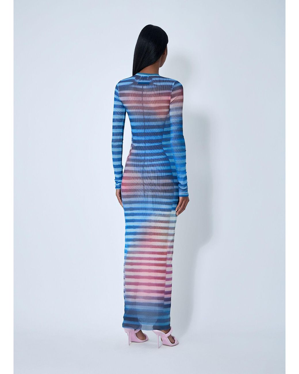 Jean Paul Gaultier Blue Air Mesh Maxi Dress