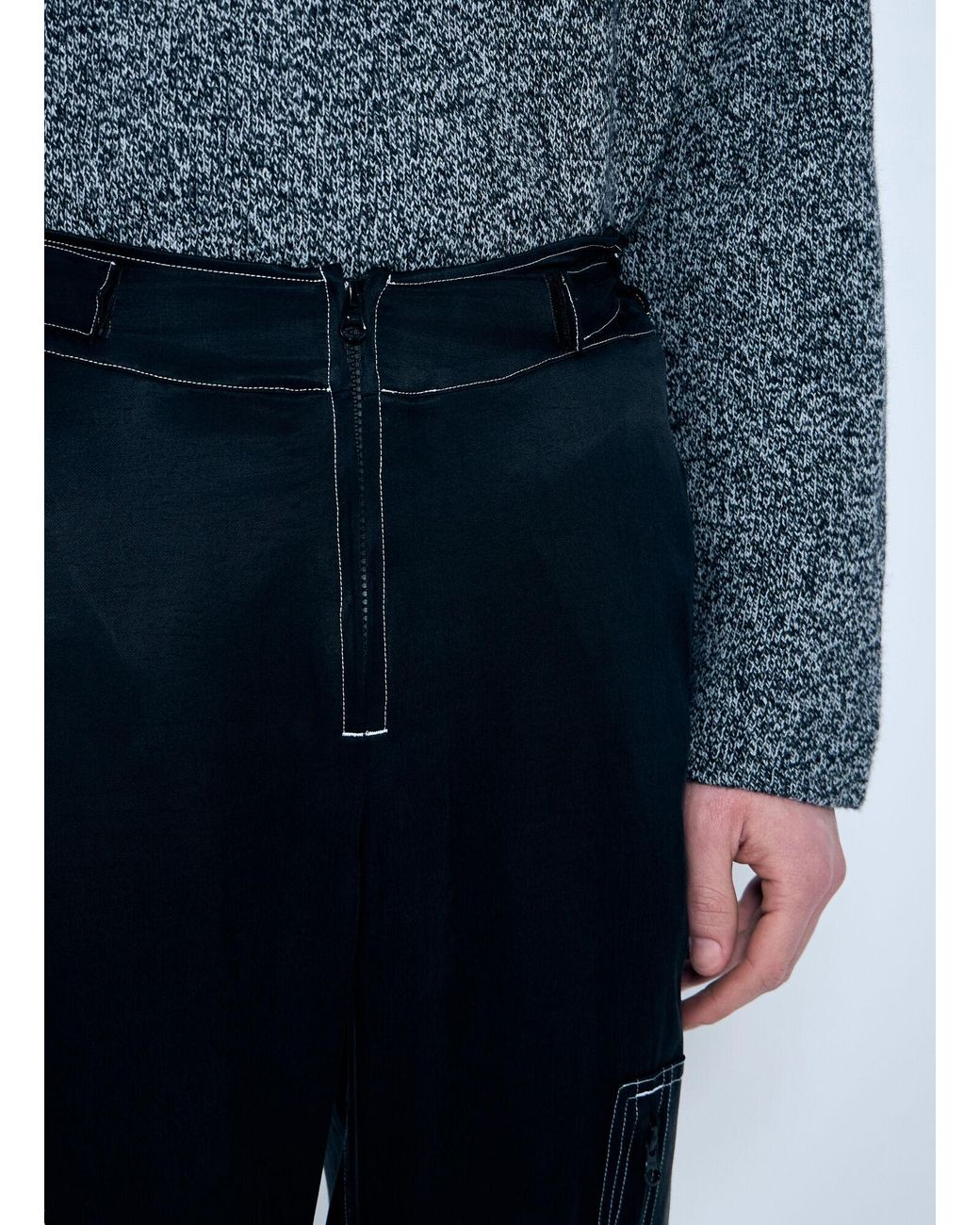 Nomarythm Textile Blue Satin Flight Pants for men