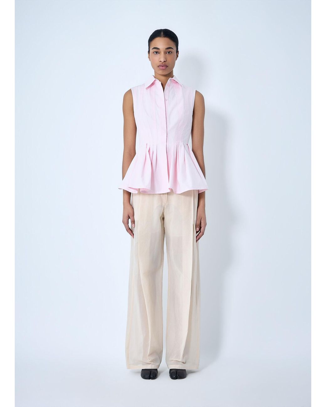 Sportmax White High Waist Wide-Leg Trousers
