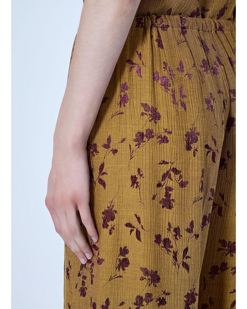 Dries Van Noten Yellow Floral Wide-leg Trousers