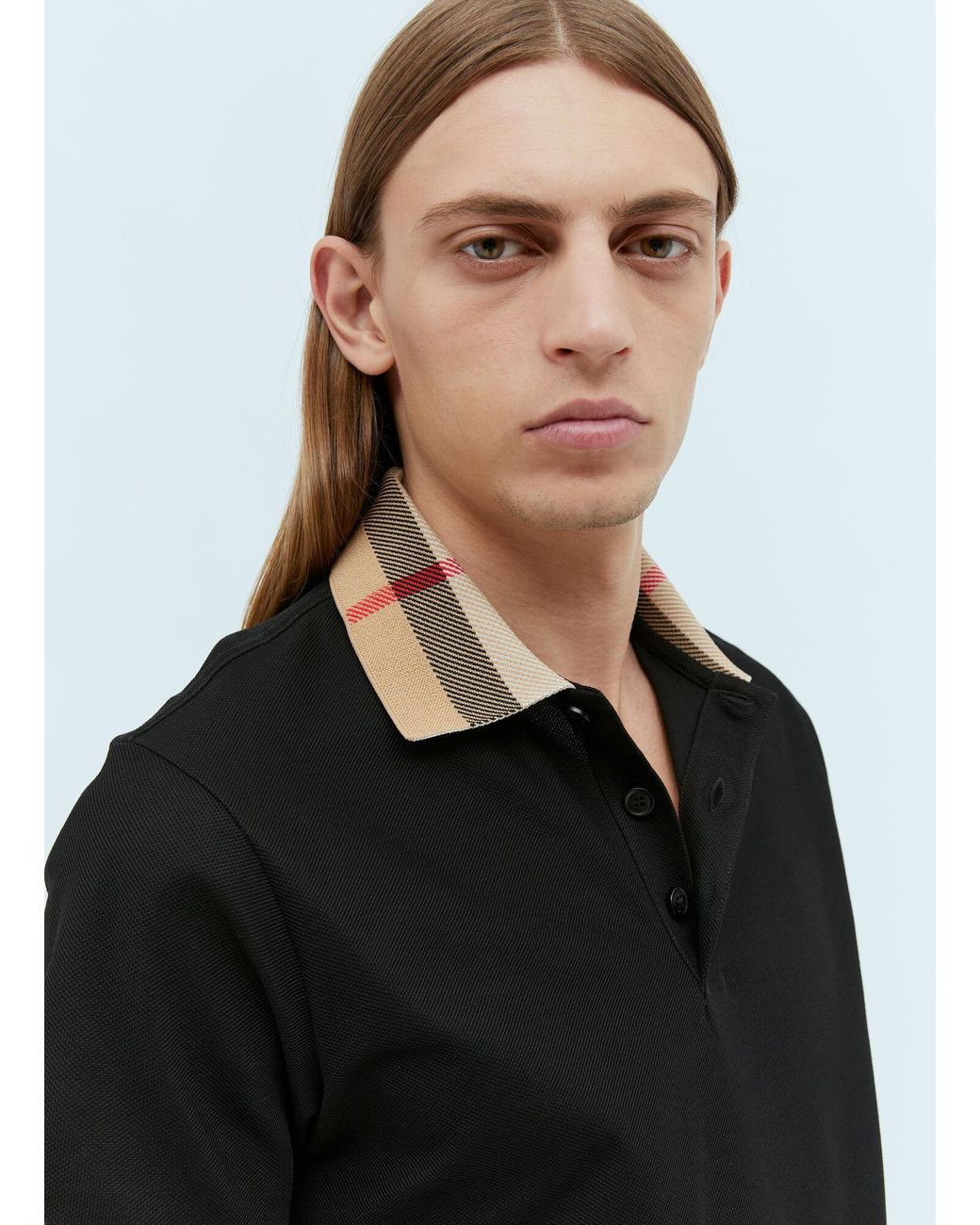 Check collar polo shirt hot sale