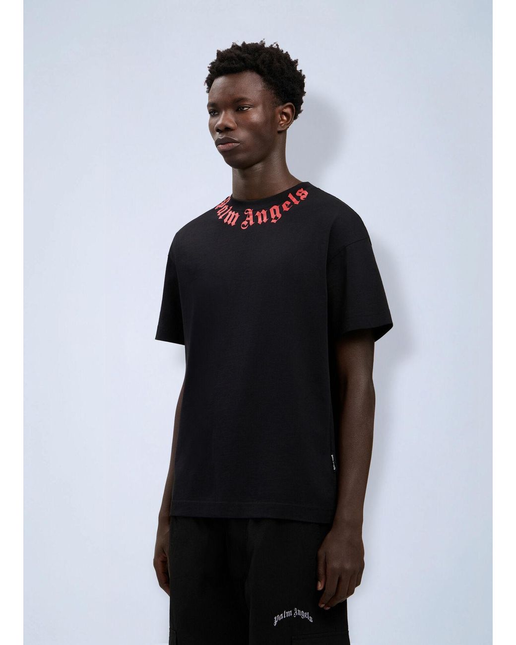 Palm Angels Black Neck Logo T-Shirt for men