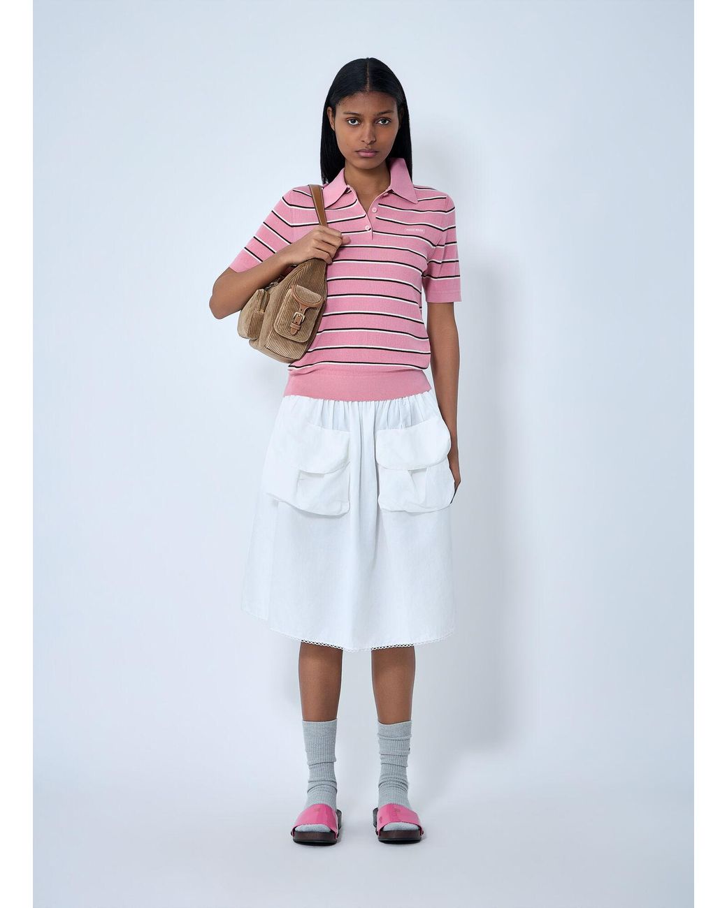 Miu Miu White Gathered Skirt