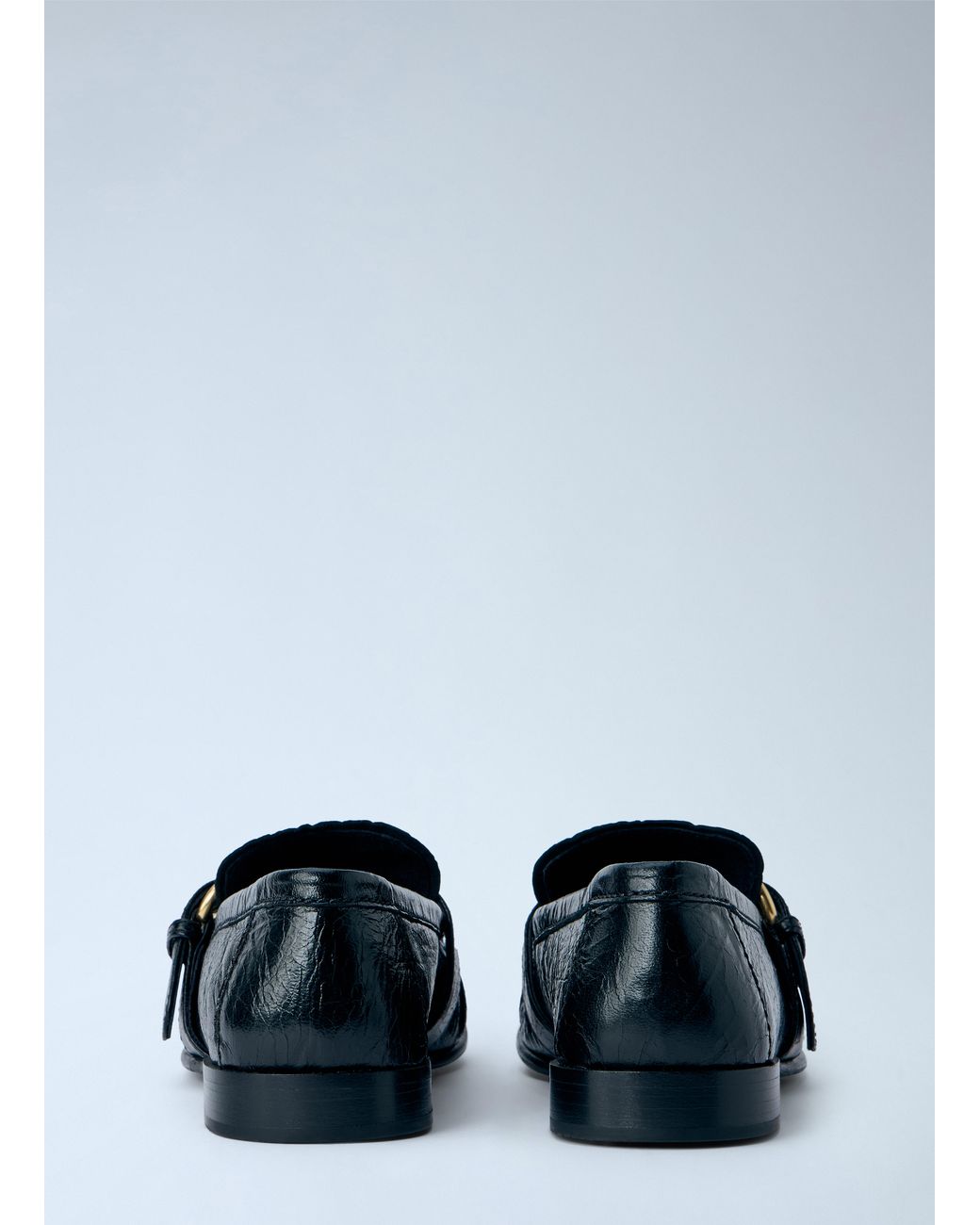 Miu Miu Blue Leather Loafers With Buckle Detail