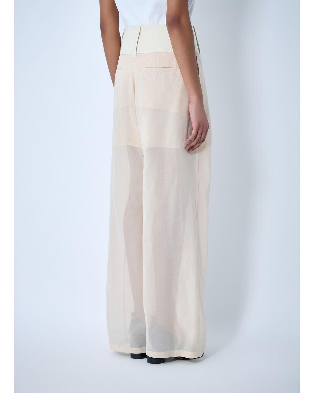 Sportmax White High Waist Wide-Leg Trousers
