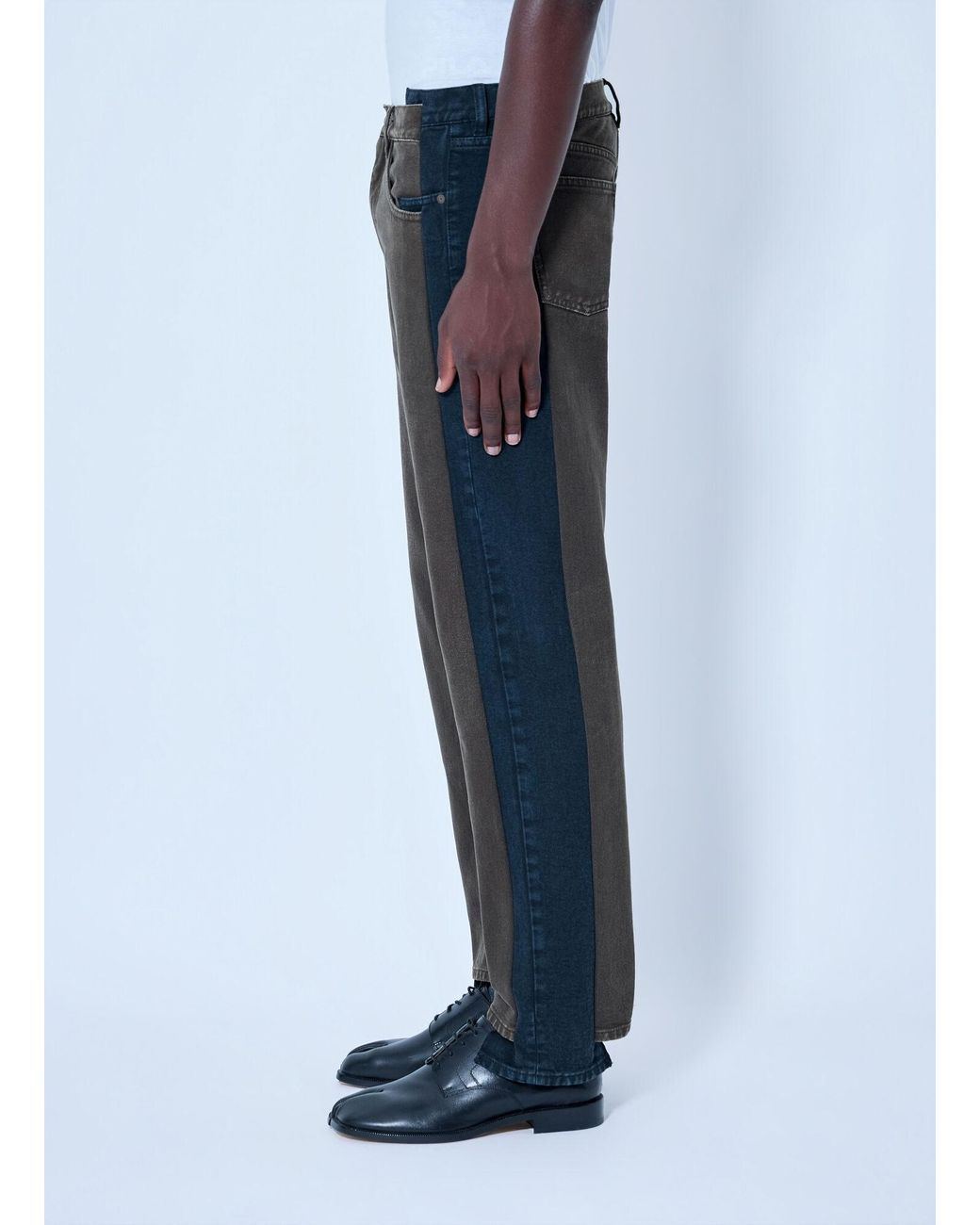 Maison Margiela Gray Spliced Denim Trousers for men