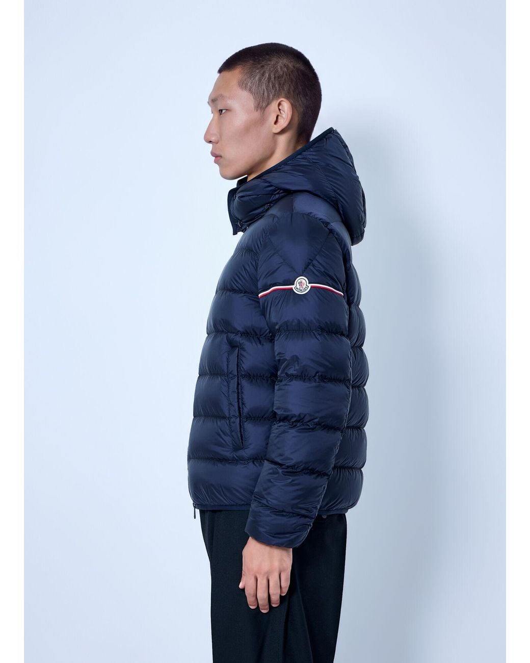 Moncler Blue Ravenlock Hooded Short Down Jacket for men