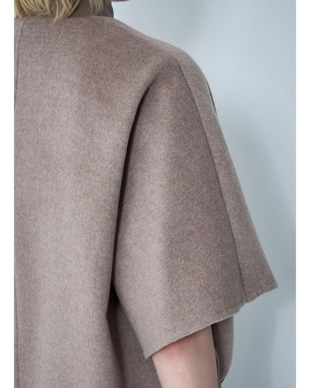 Max Mara Gray Cashmere Logo Motif Poncho