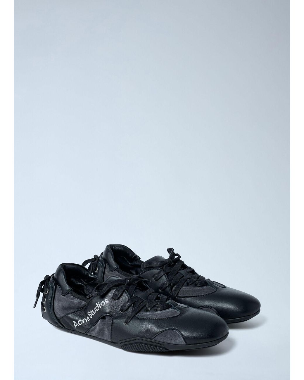 Acne White Leather Lace-Up Sneakers for men