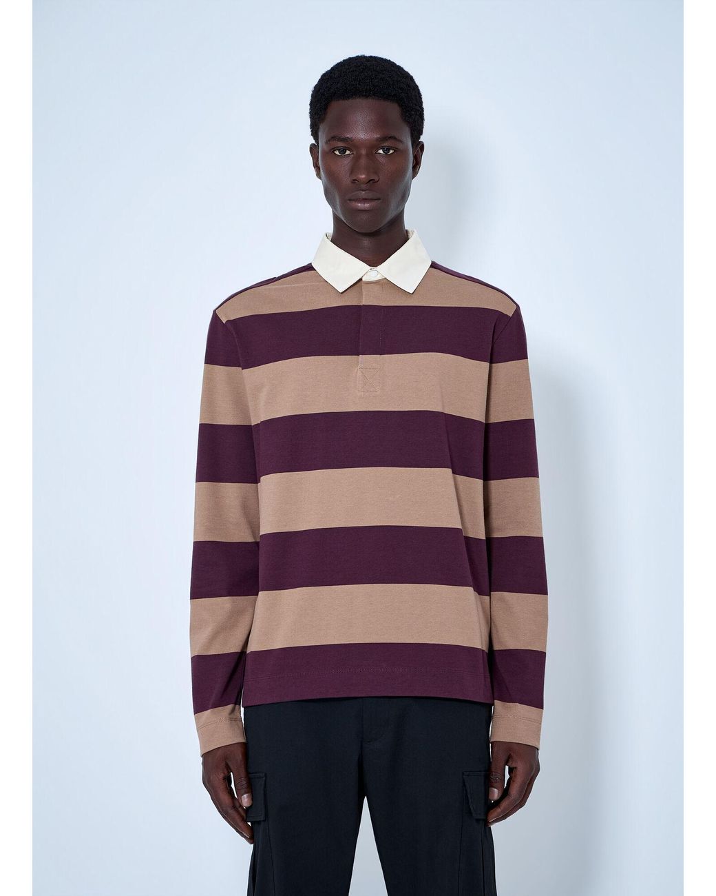 Moncler Red Striped Rugby Shirt for men