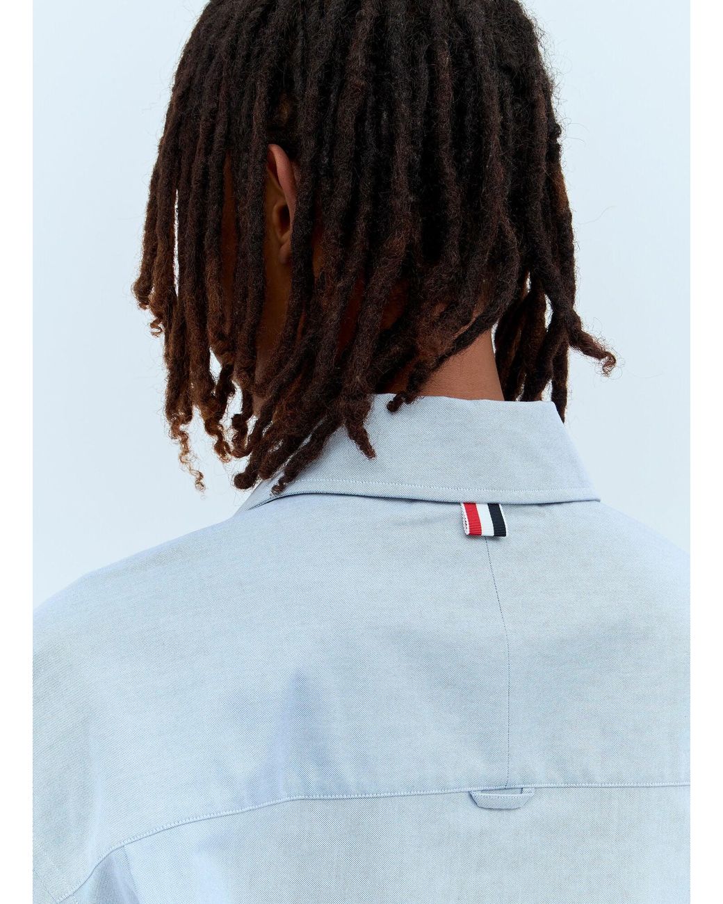 Thom Browne Blue Oversized Striped Shirt for men