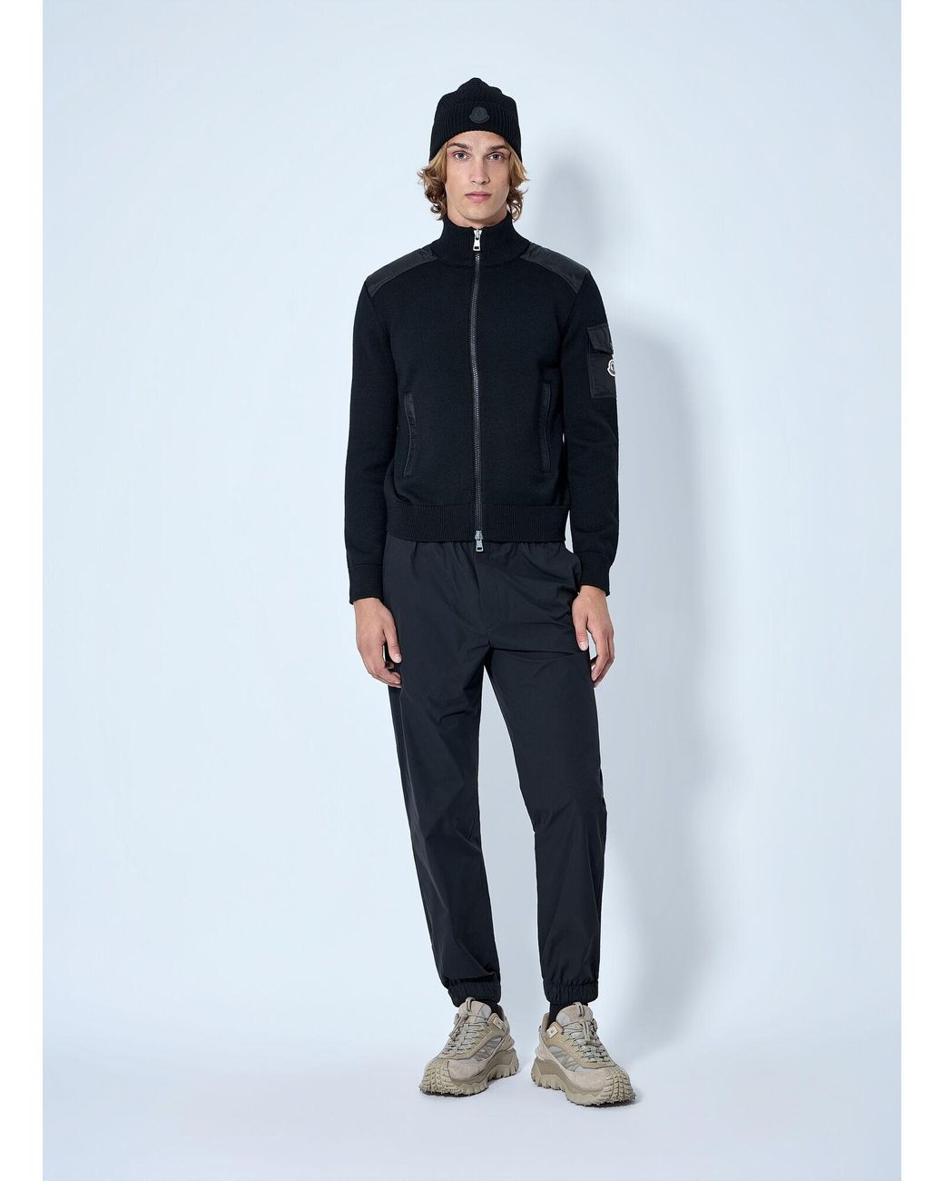Moncler Blue Zip-Up High-Neck Sweater for men