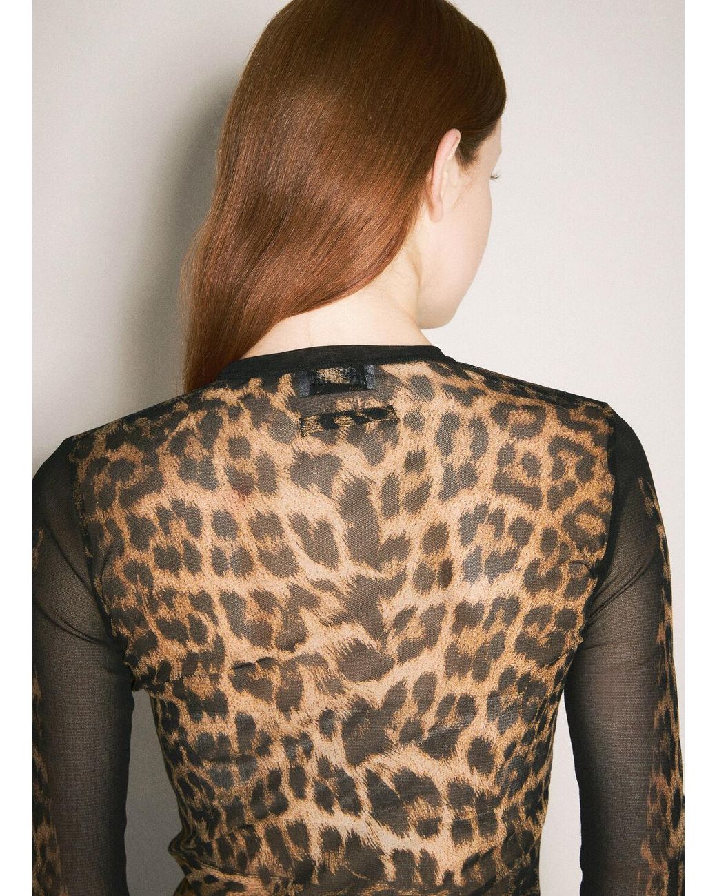 Jean Paul Gaultier Leopard Mesh Maxi Dress in Natural | Lyst