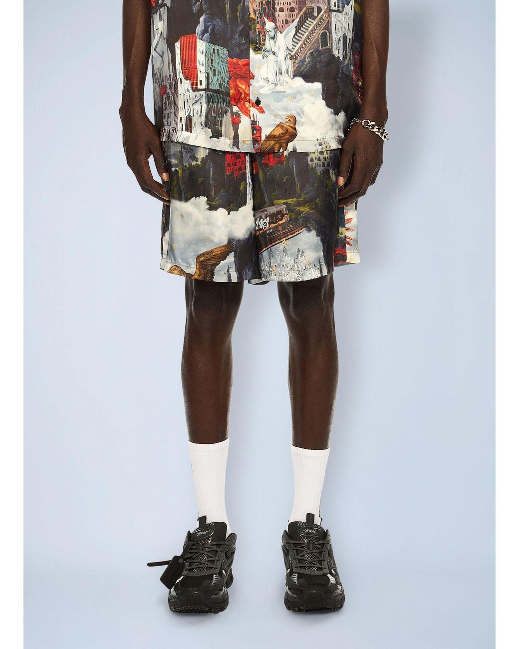Off-White c/o Virgil Abloh Multicolor World Paint Viscose Bowling Shorts for men