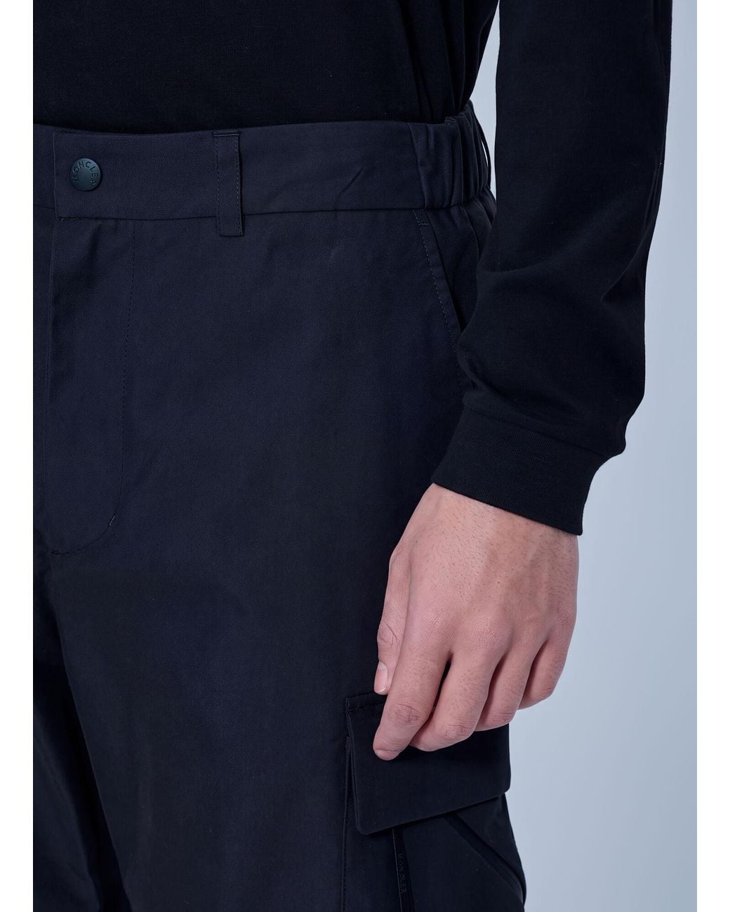 Moncler Blue Cotton Blend Trousers for men