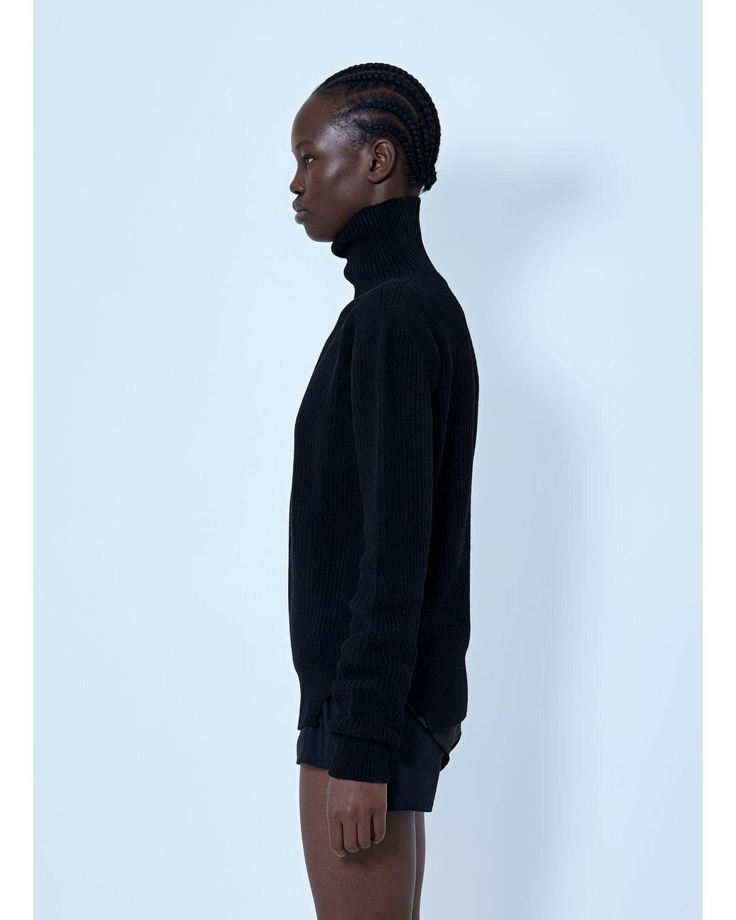 Rick Owens Blue Fisherman Turtleneck Sweater