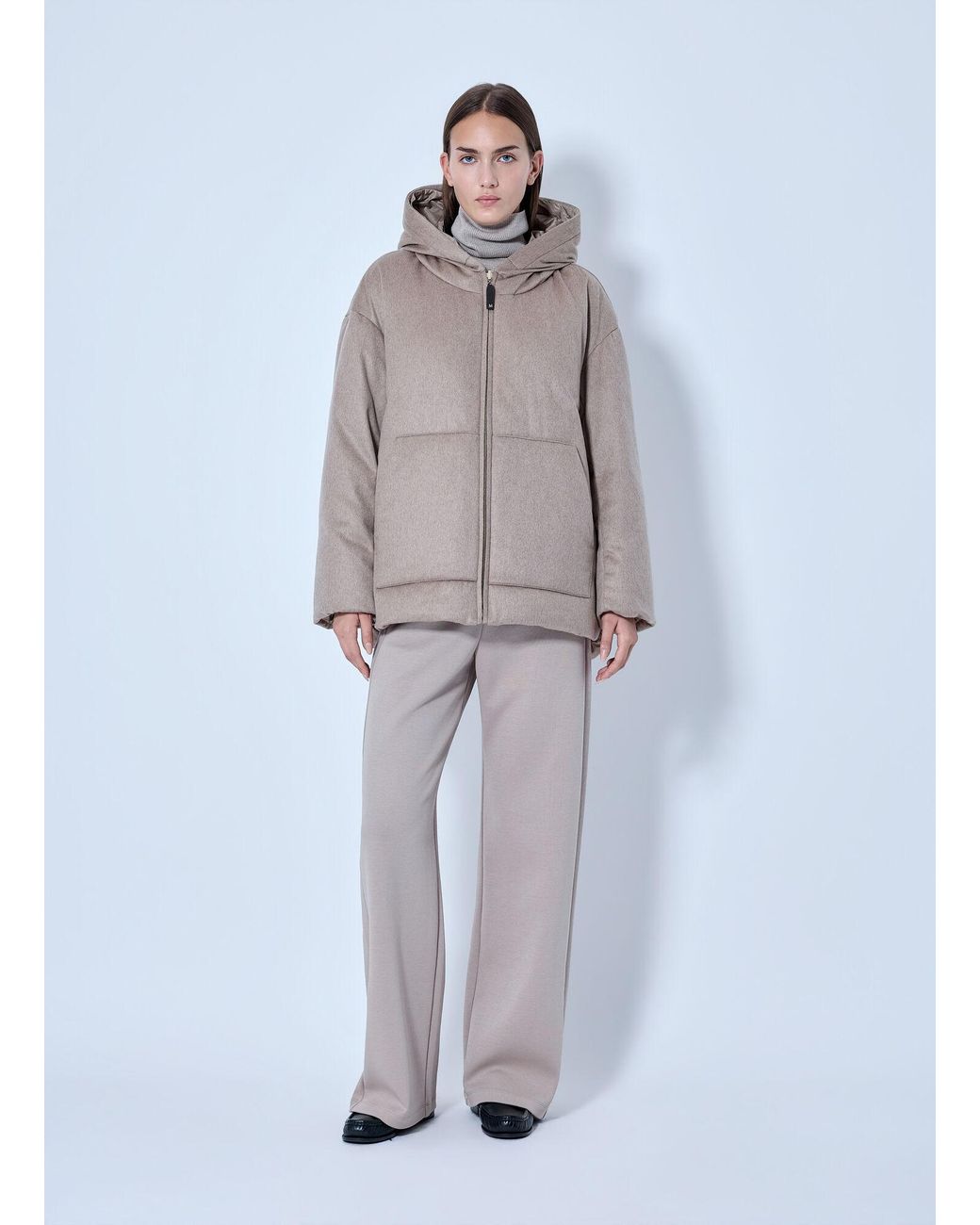 Max Mara Gray Reversible Cashmere Puffer Jacket